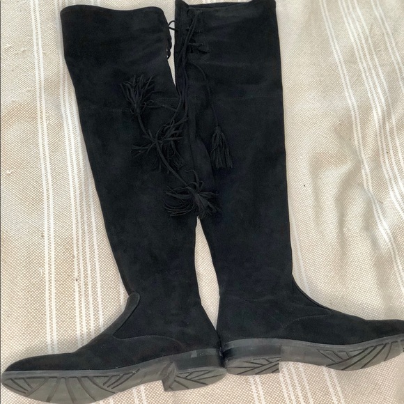 Marc Fisher Over-The-Knee Suede Boots With Tassels - Picture 6 of 17